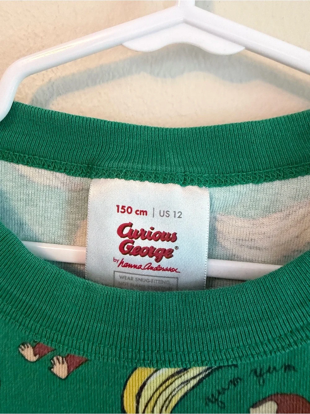 Hanna Andersson Green Curious George Kids Pajama Set - Picture 3 of 4